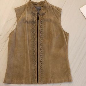 Suede full zip vest